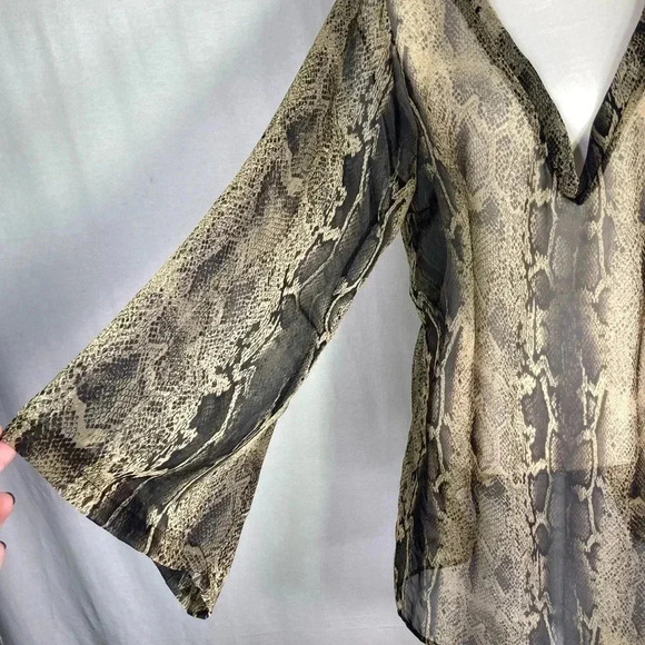 Show Me Your Mumu Dress Python Snake Sheer Black Vneck Dress Size Medium - Picture 2 of 11